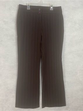 Vtg My Michelle Pinstripe Wide Leg Dress Pant Size 11/12 Brown Office Siren